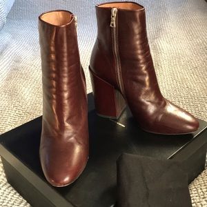 Dries Van Noten burgundy ankle boots